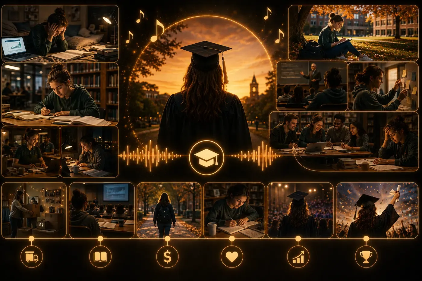 SunoPrompt graduation song generator form with graduate name, memory input, and mood selector