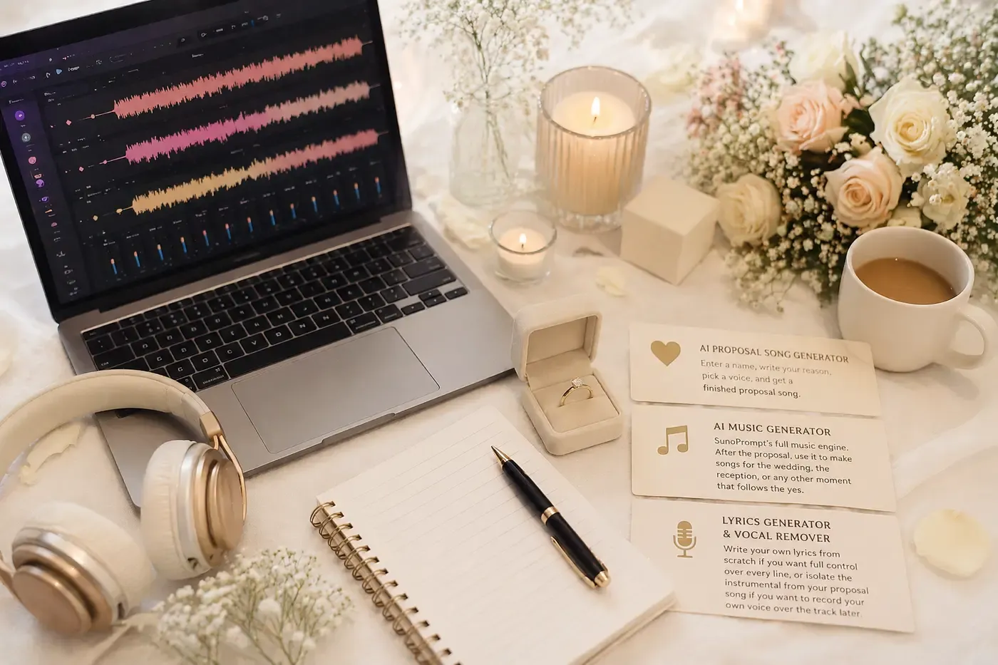 SunoPrompt toolkit overview showing AI music generator, lyrics generator, and vocal remover