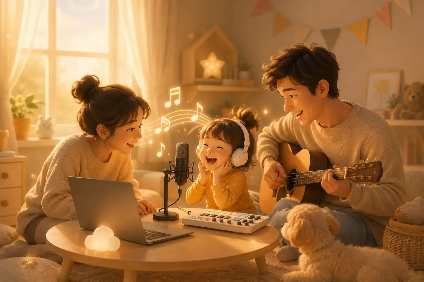 Voice gender selector and generate button for creating a personalized children's song